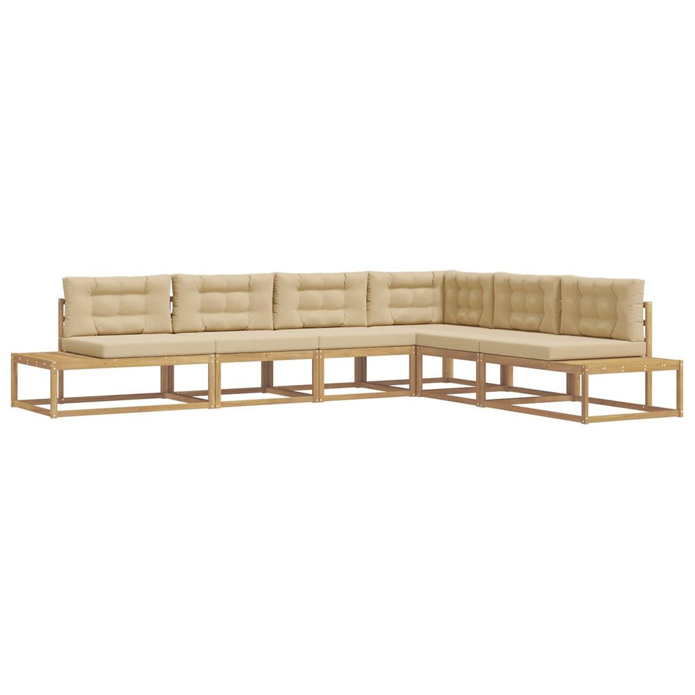 Ensemble de canapés d'extérieur 6 pc blanc et beige polyester