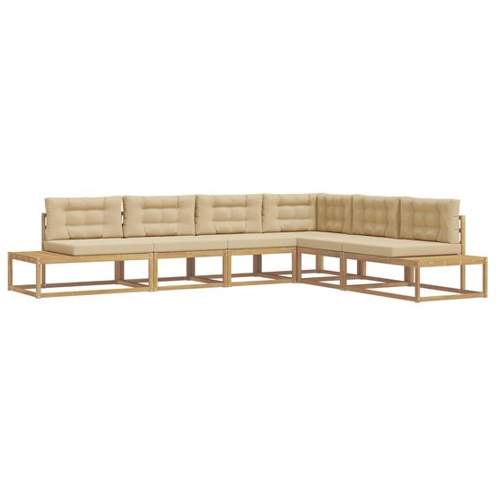 Ensemble de canapés d'extérieur 6 pc blanc et beige polyester