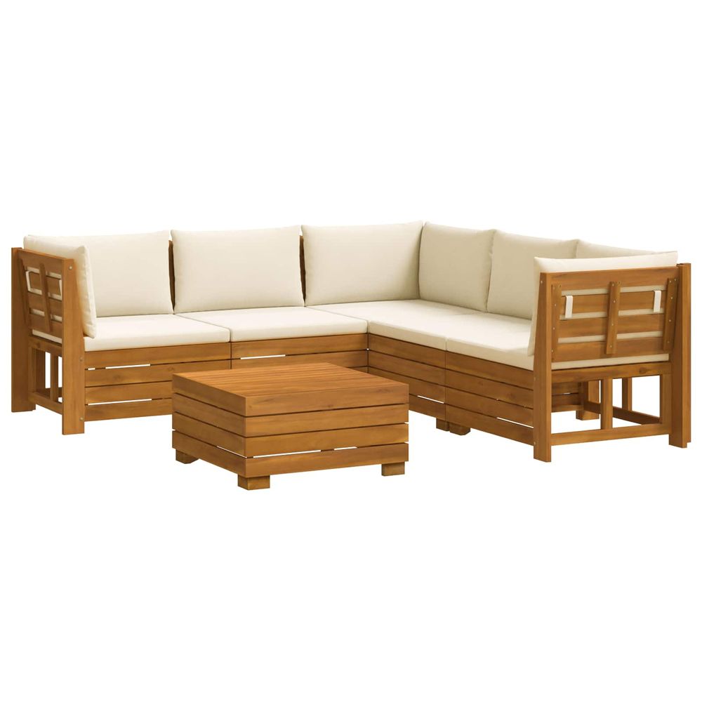 6 pc ensemble de canapés d'extérieur bois d'acacia massif