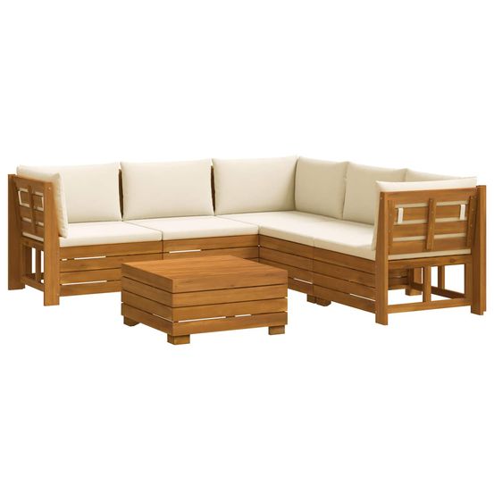 6 pc ensemble de canapés d'extérieur bois d'acacia massif