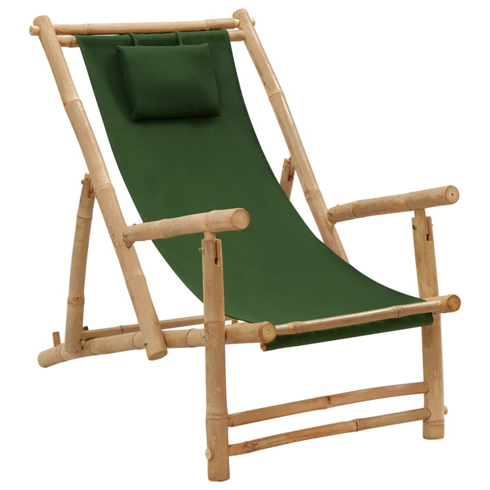 Chaise de terrasse bambou et toile vert