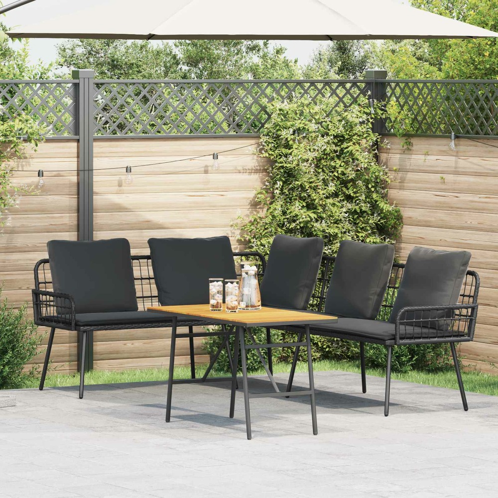 Ensemble de canapé de jardin 2 pcs noir polyrotin