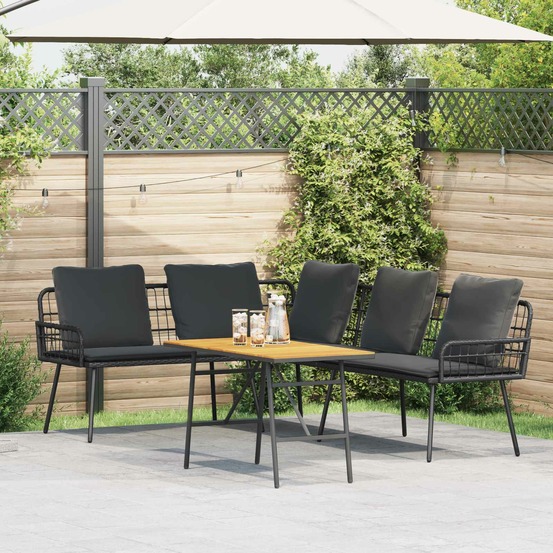 Ensemble de canapé de jardin 2 pcs noir polyrotin