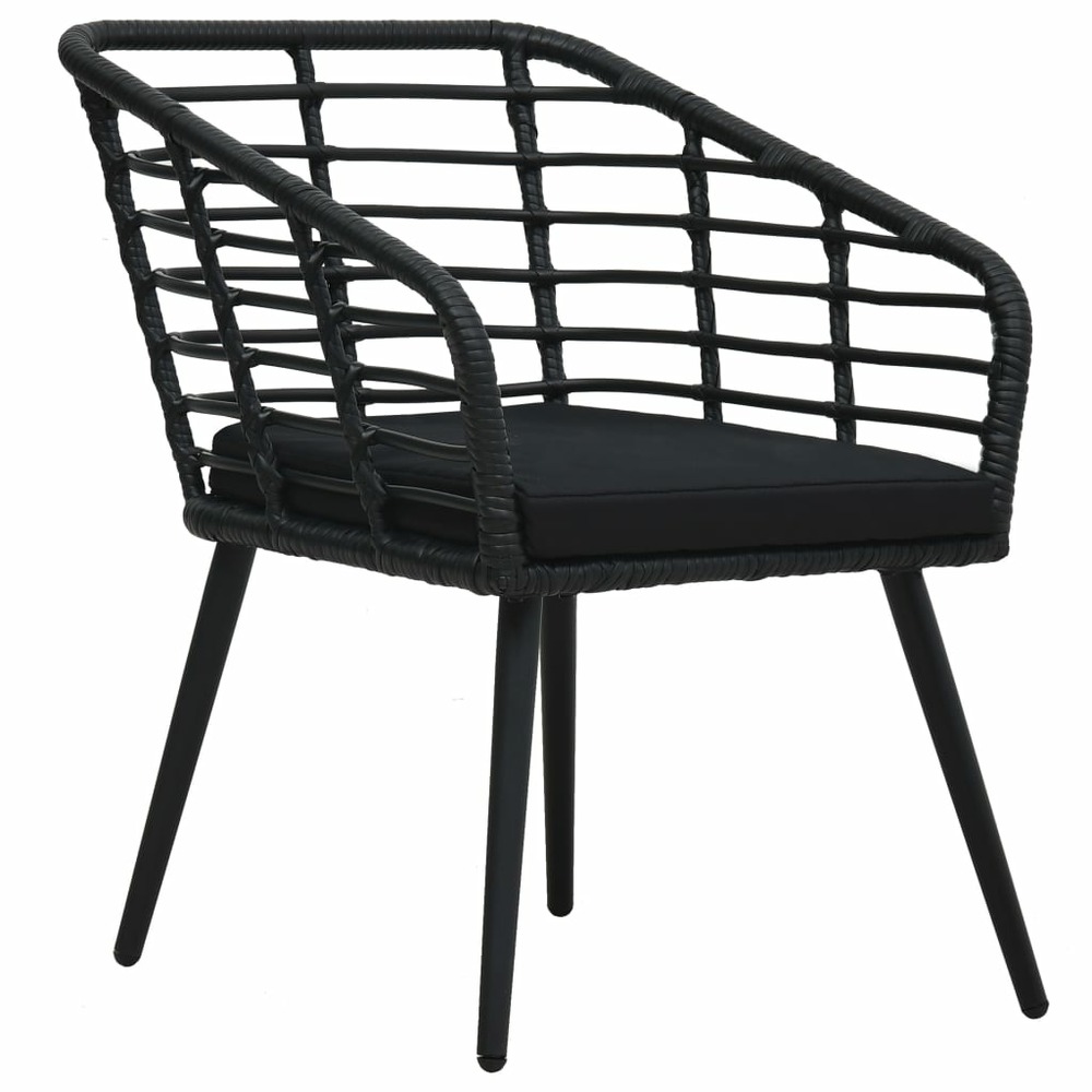 Chaises de jardin lot de 2 avec coussins résine tressée noir
