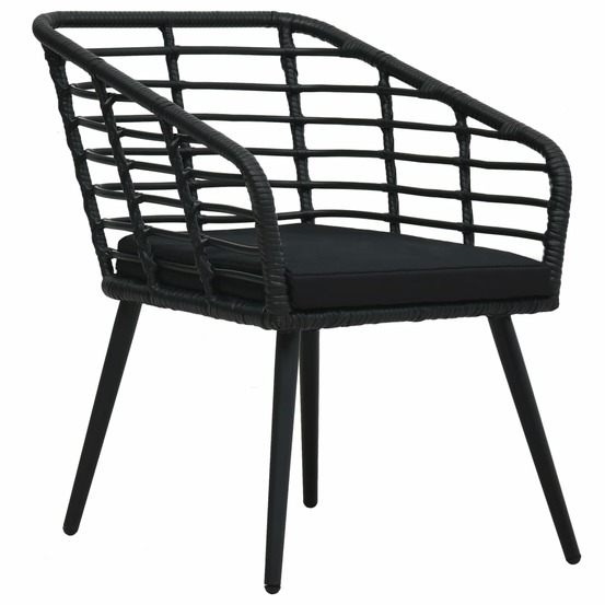 Chaises de jardin lot de 2 avec coussins résine tressée noir