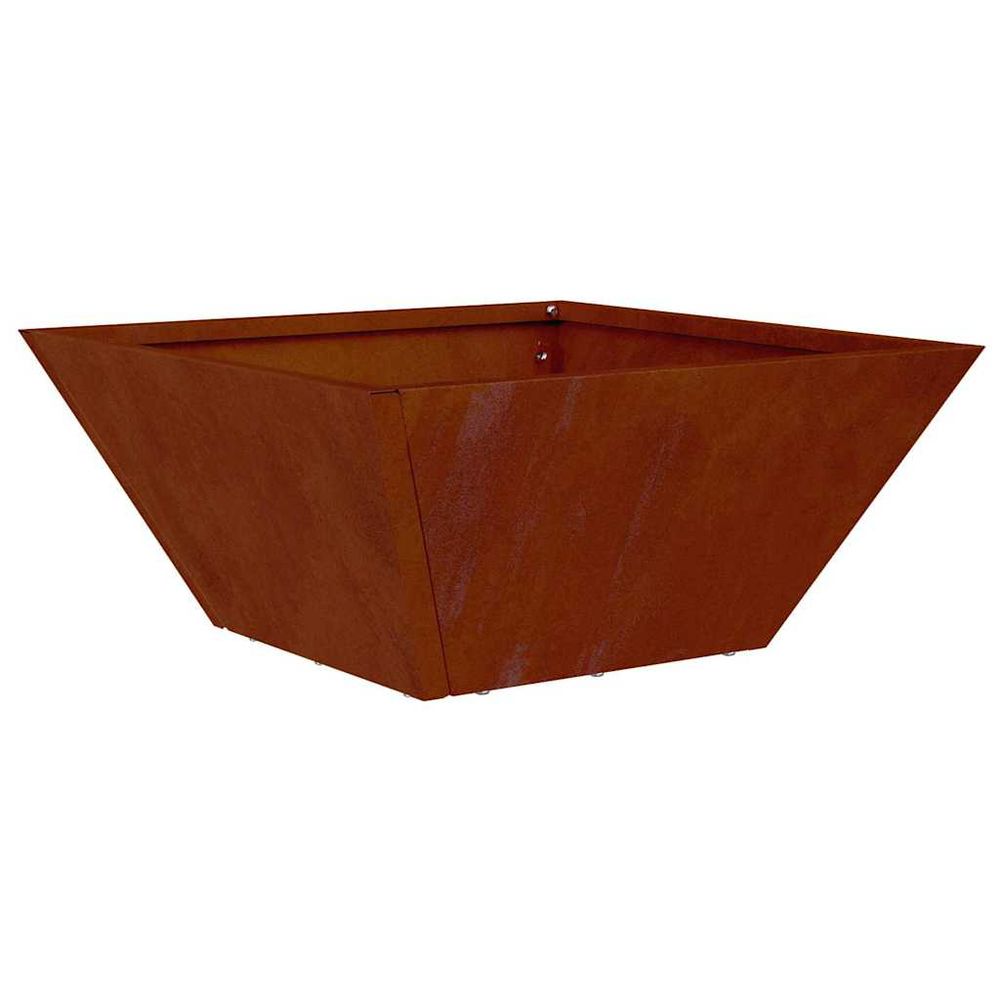 Cache-pot de jardin rouillé 35 x 35 x 15 cm acier patiné