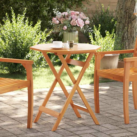 Table pliable de jardin ø70x75 cm bois d'acacia massif