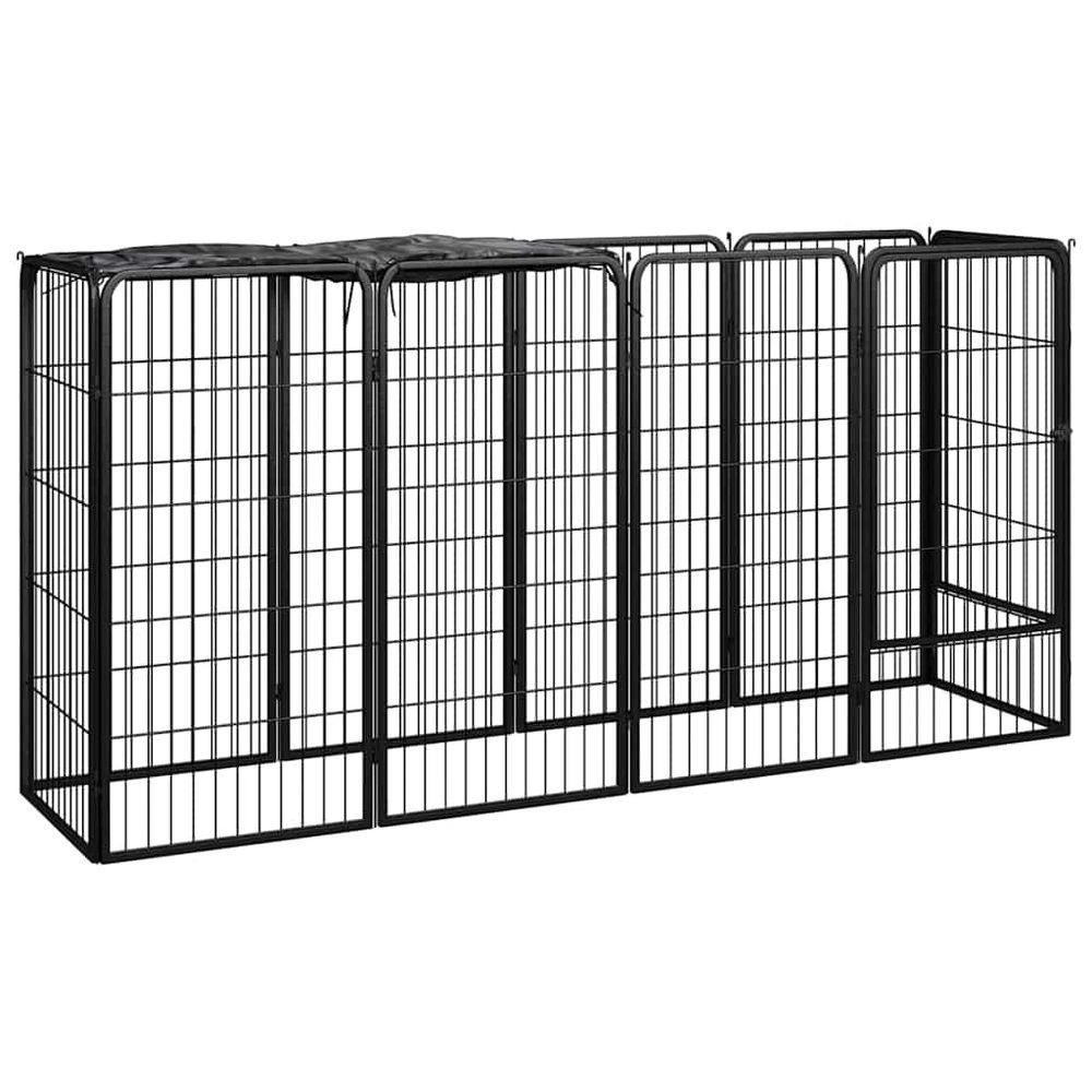 Parc chien acier 10 panneaux enclos modulable noir 200cm