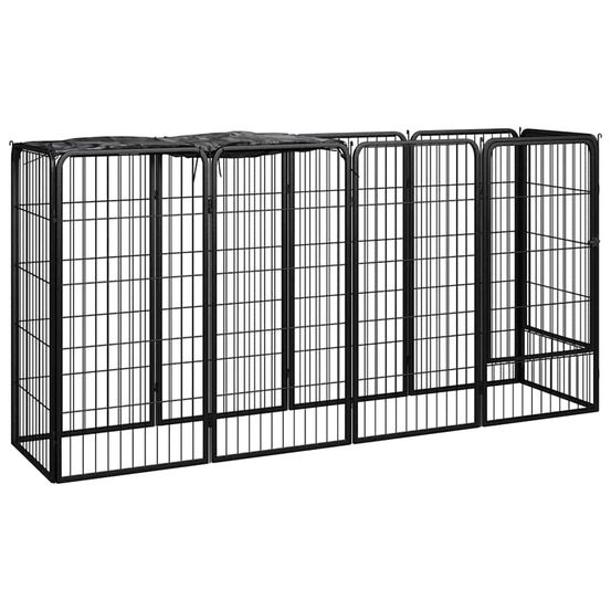 Parc chien acier 10 panneaux enclos modulable noir 200cm