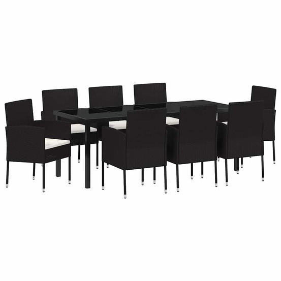 Ensemble de salle à manger pour jardin 9 pcs noir polyrotin