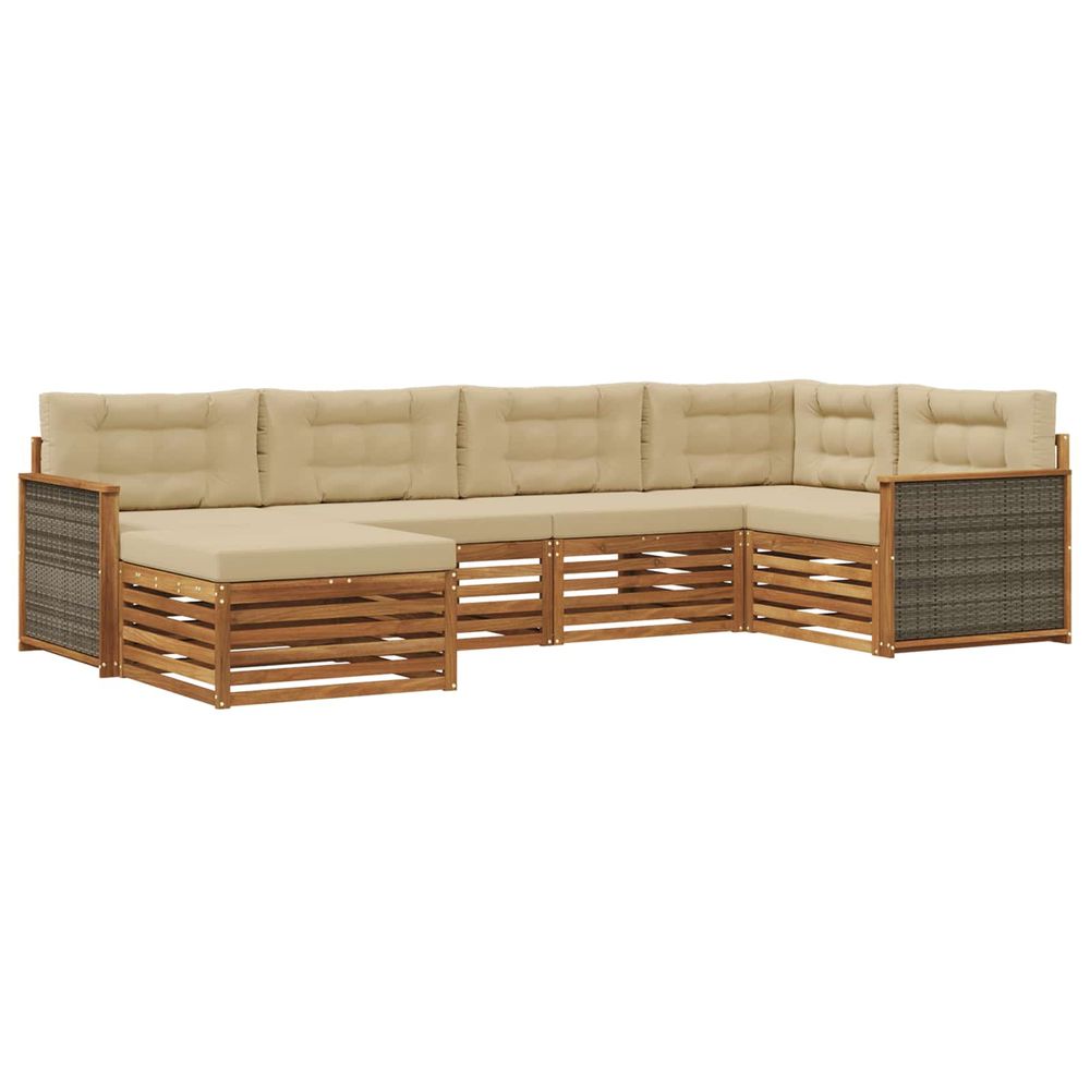 Ensemble de canapés d'extérieur 6 pc naturel et beige
