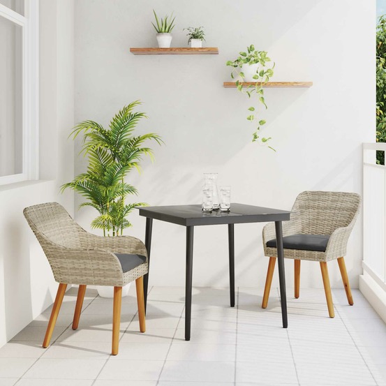 Ensemble de salle à manger pour jardin 3 pcs gris clair
