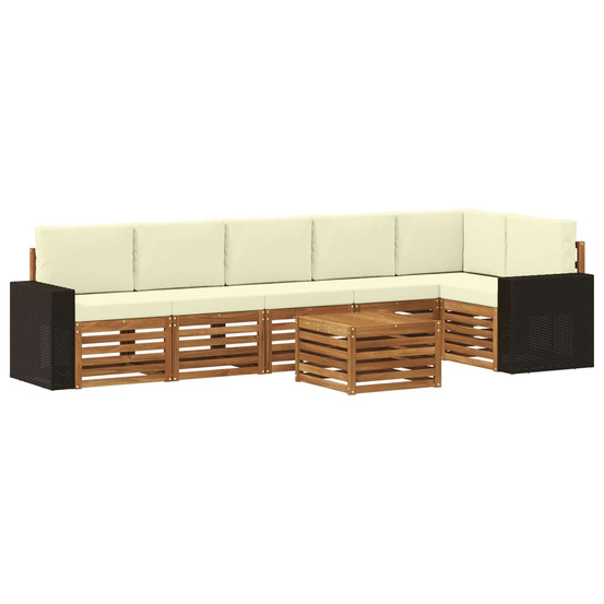 Ensemble de canapé d'angle avec coussin 7 pcs naturel et crème