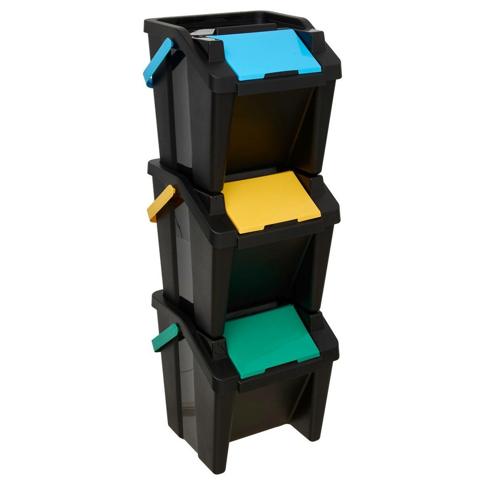 5five - lot de 3 poubelles de tri 30l