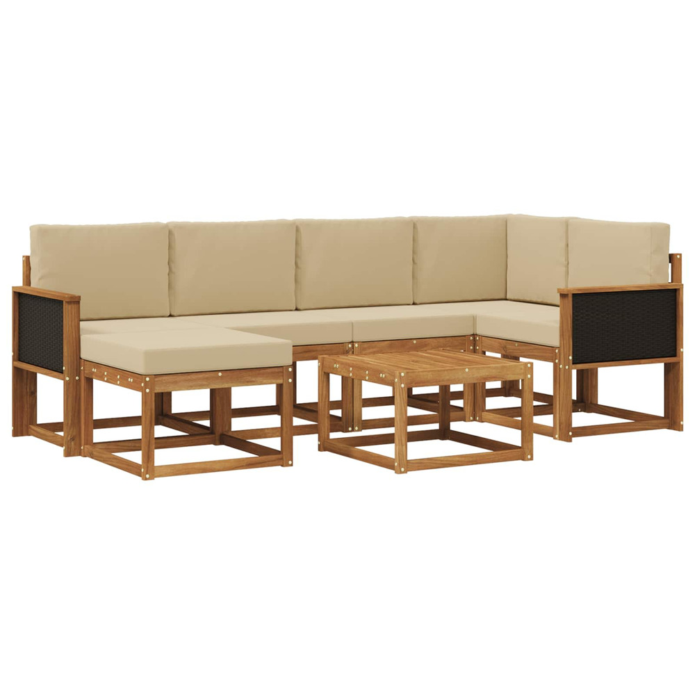 Ensemble de canapés d'extérieur 7 pcs naturel et beige