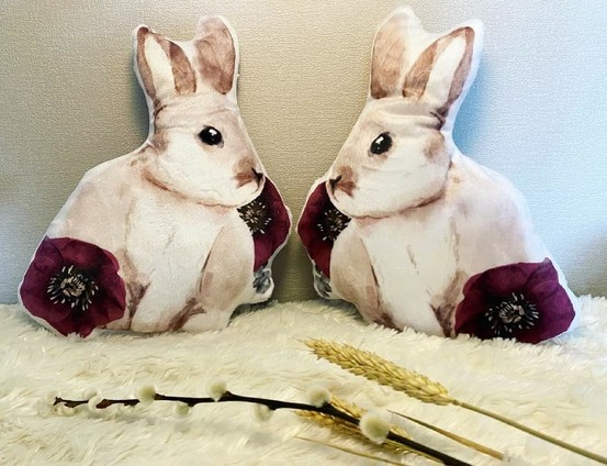 Coussin lapin - lapin marron