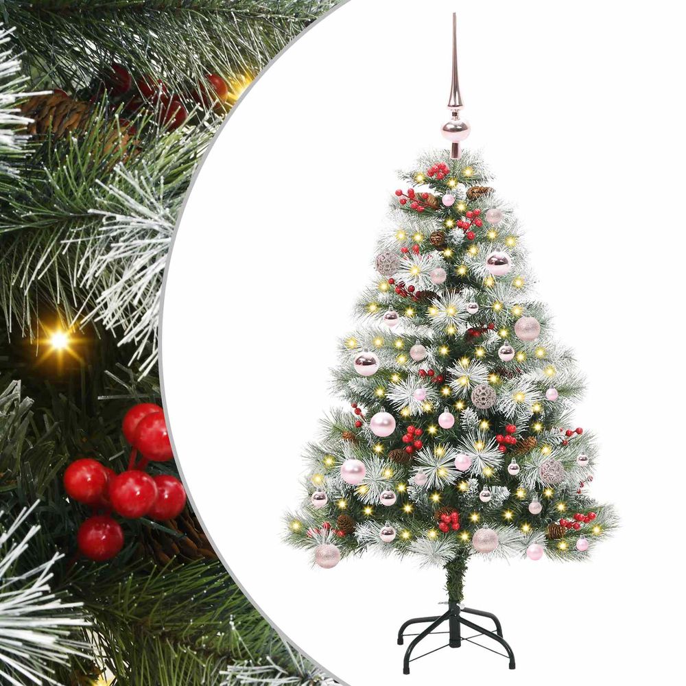Sapin de noël artificiel vert et blanc 150 cm