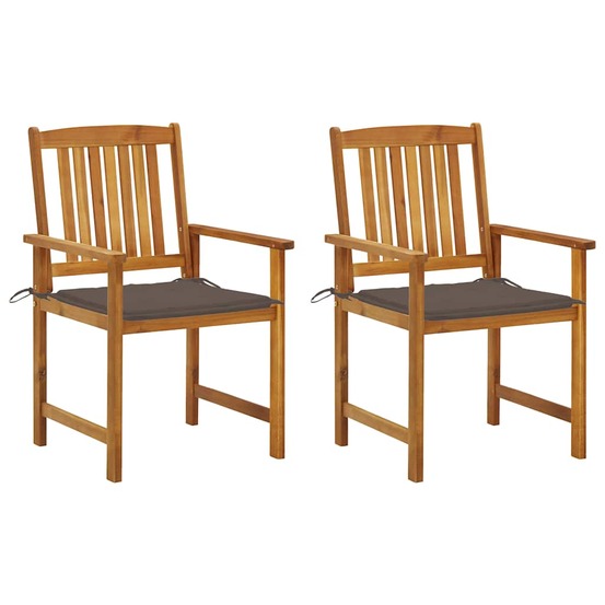 Chaises de jardin avec coussins lot de 2 bois d'acacia massif