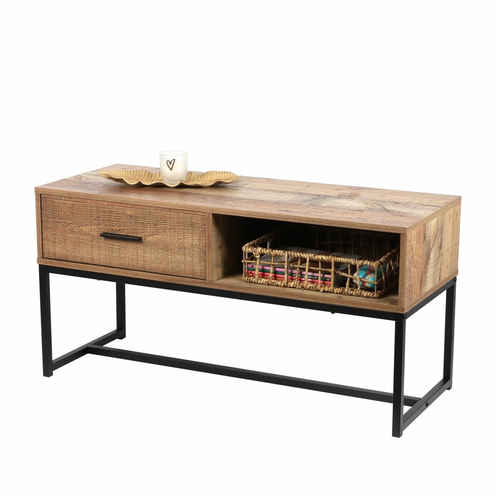 Table basse riverside - 1 tiroir - largeur 100 cm - métal et bois