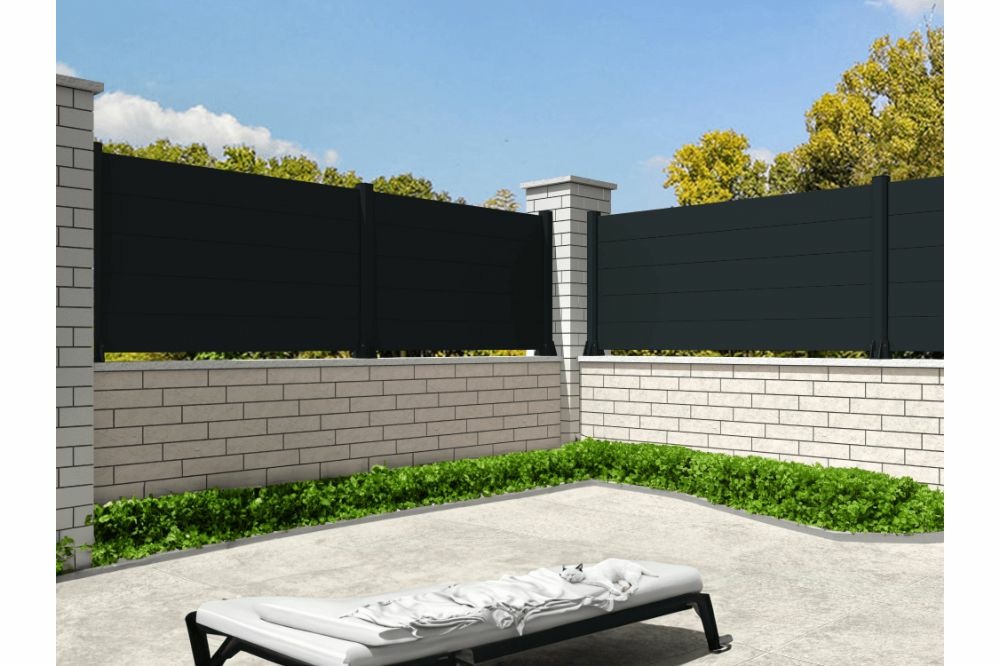 Clôture panneau plein gris anthracite l 1911 x h 965 mm 6 lames