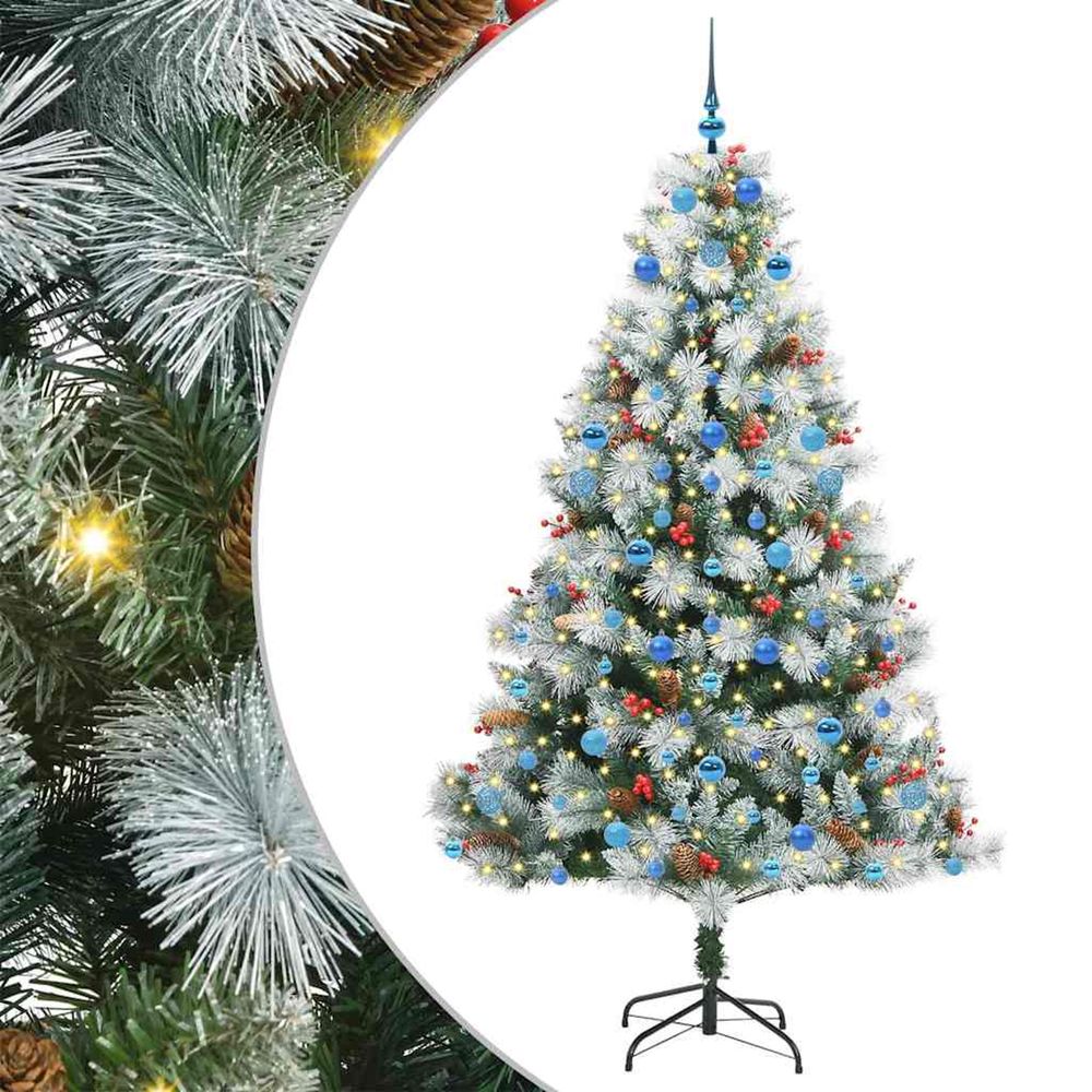 Sapin de noël artificiel vert et blanc 210 cm