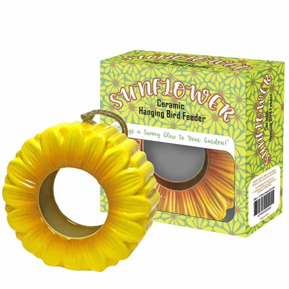 Mangeoire céramique en forme de fleur de tournseol