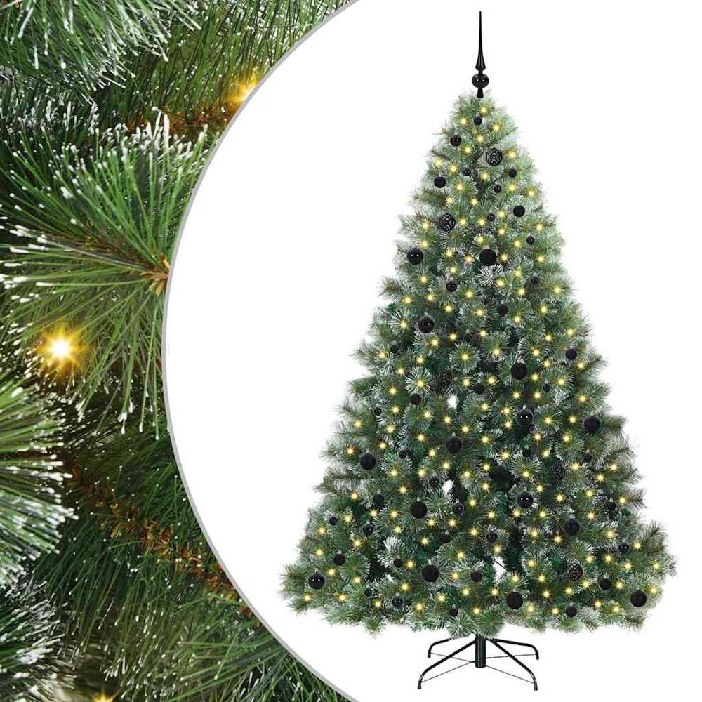 Sapin de noël 210 cm tout inclus : arbre artificiel, lumières led et boules