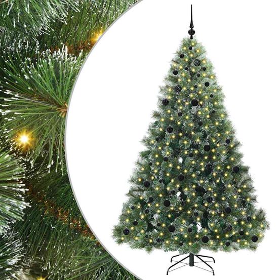 Sapin de noël 210 cm tout inclus : arbre artificiel, lumières led et boules