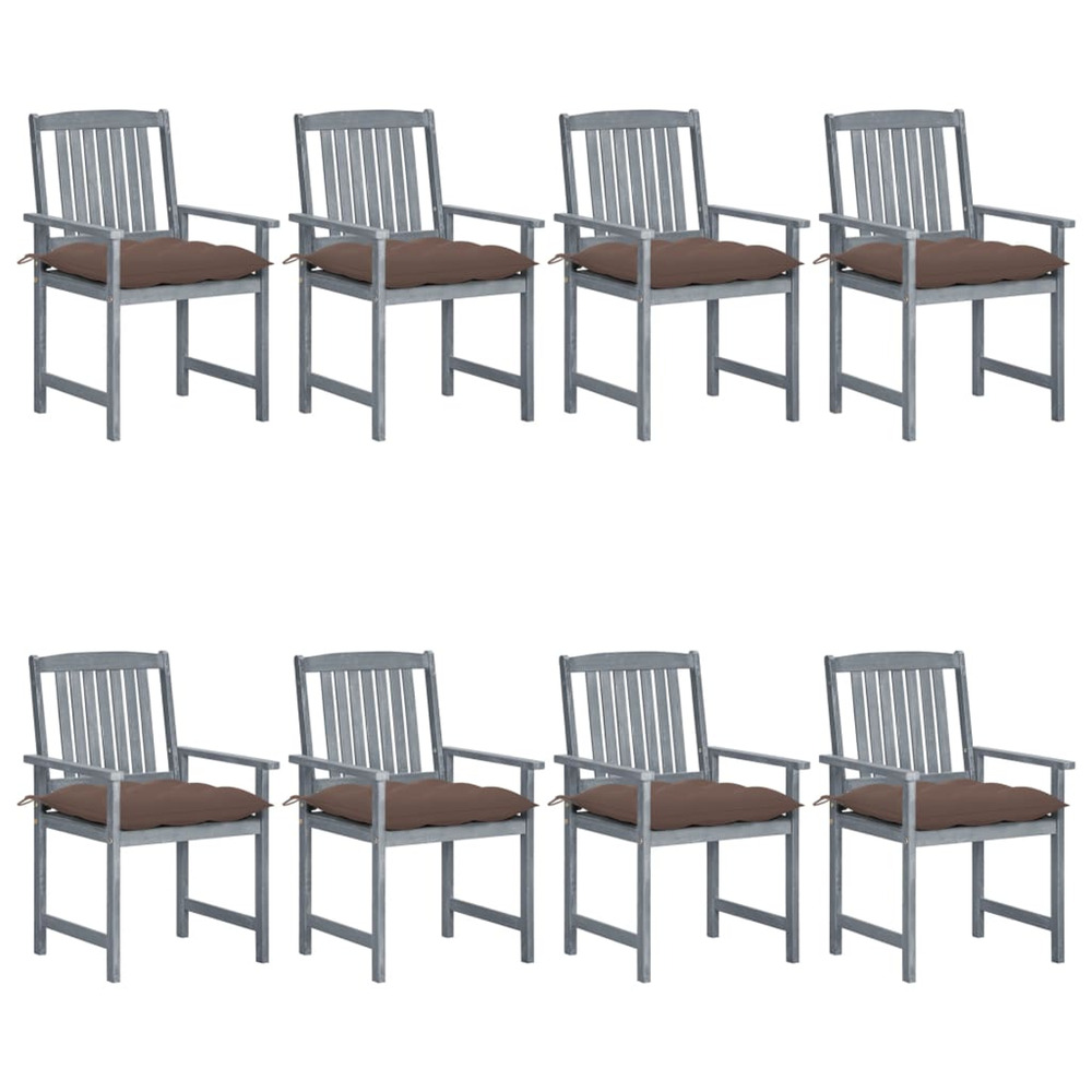 Chaises de jardin et coussins lot de 8 bois acacia solide gris