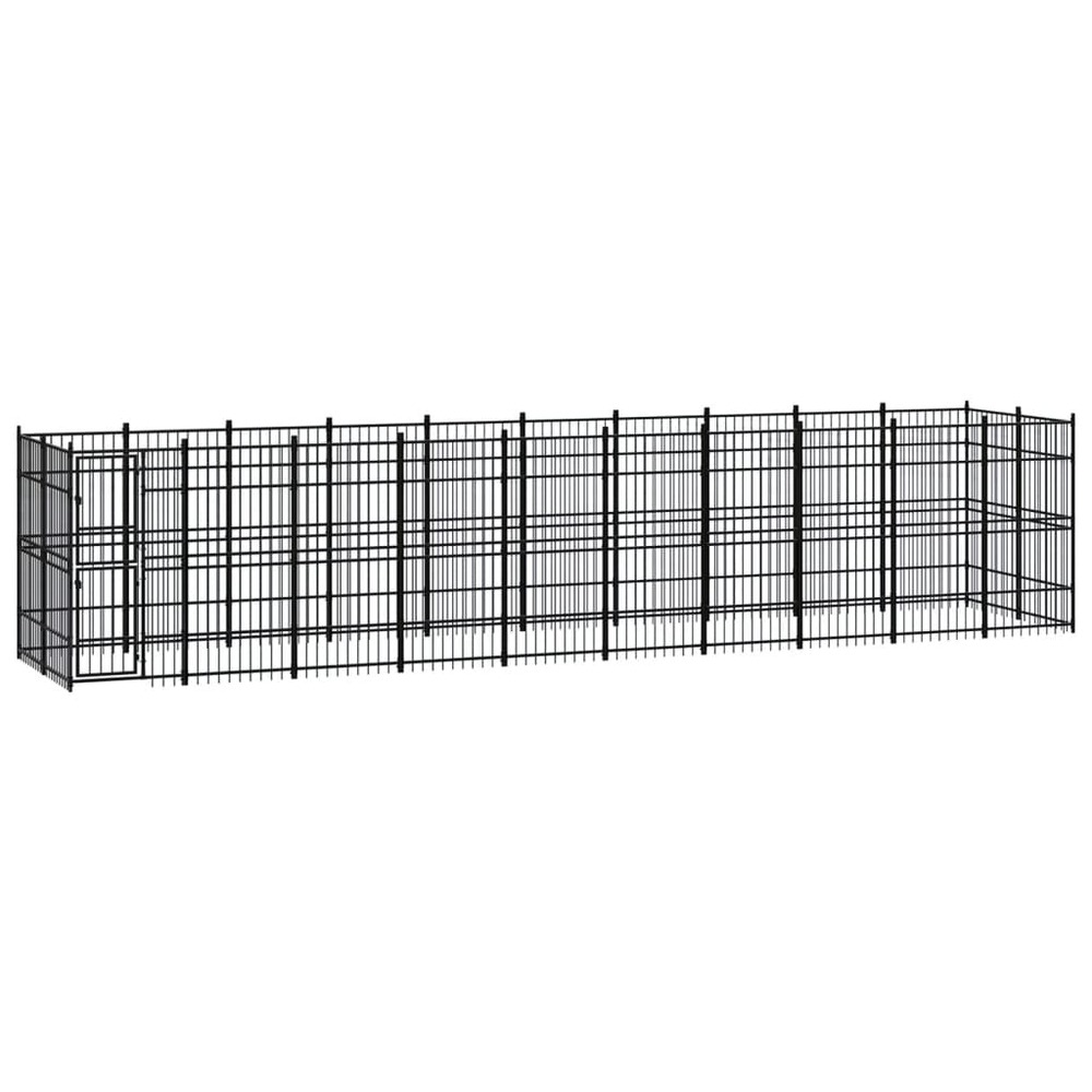 Chenil d'extérieur pour chiens acier 18,43 m²