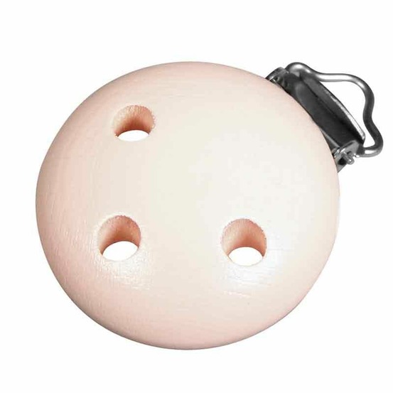 Attache tétine en bois 37 mm - rose