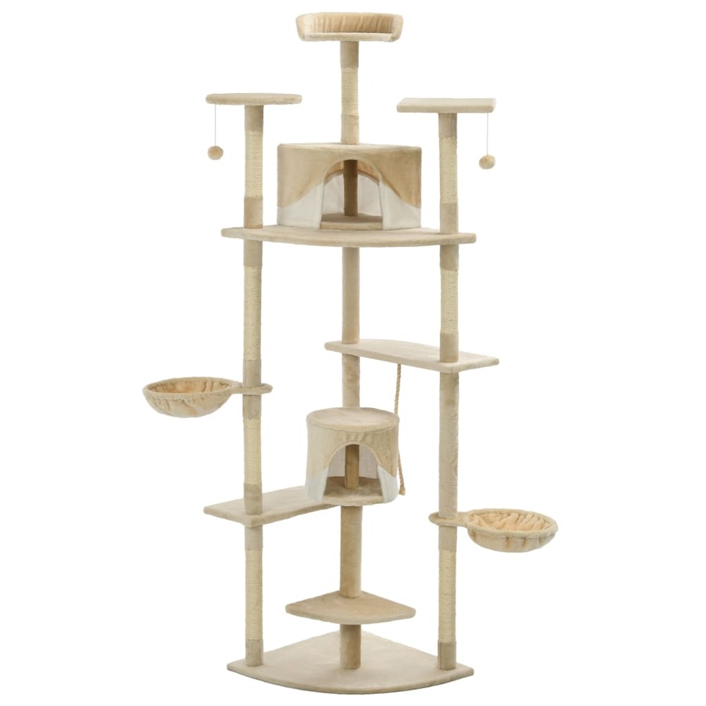 Arbre à chat avec griffoirs en sisal 203 cm beige et blanc