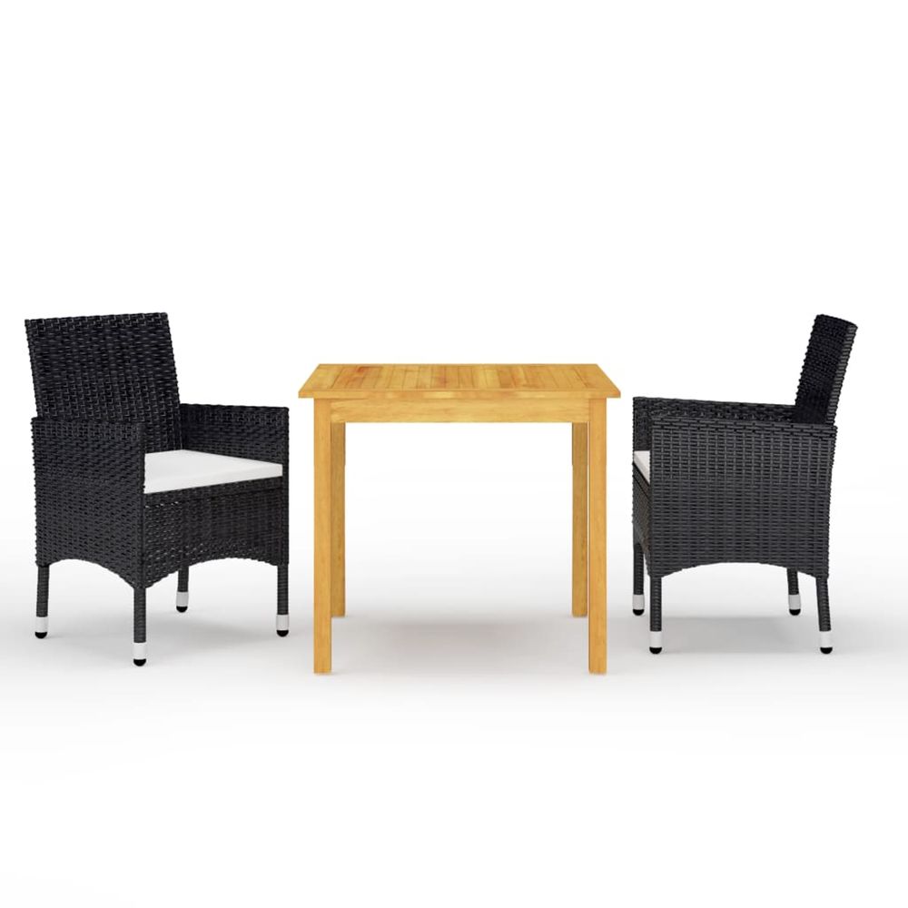 Ensemble à manger de jardin 3 pcs noir