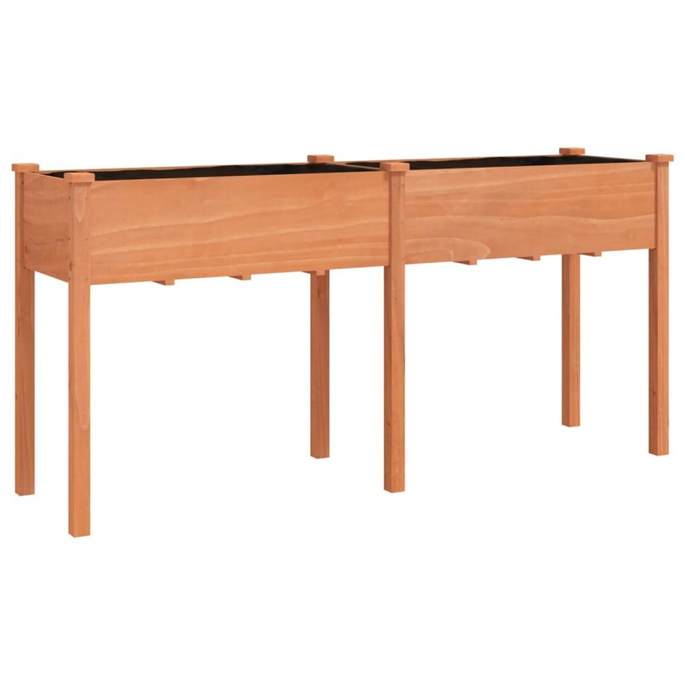 Jardinière d'extérieur avec doublure marron 161x45x76 cm bois massif sapin