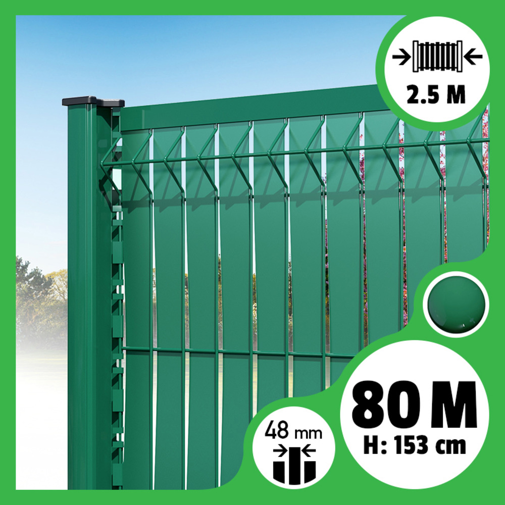 Kit 80m occultation lattes aluminium pour panneau rigide maille 55 - h 1m53 x 2m50 vert