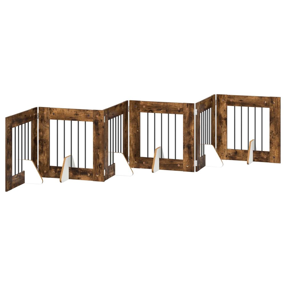 Porte de chien pliable avec supports 6 pc chêne fumé 362 cm