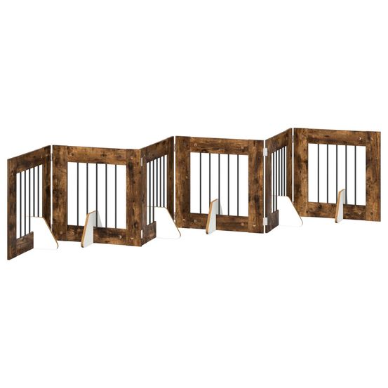 Porte de chien pliable avec supports 6 pc chêne fumé 362 cm