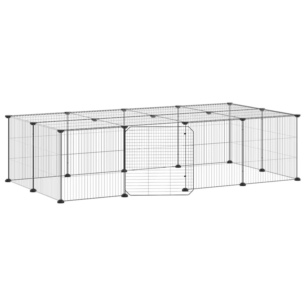 Cage animaux de compagnie à 20 panneaux et porte noir 35x35 cm