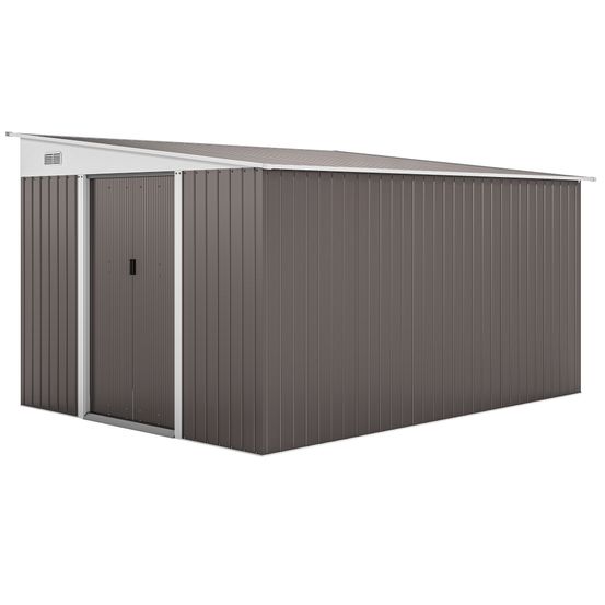 Abri de jardin métal acier galvanisé 280 x 345 x 201 cm gris avec double porte coulissante - comfortxl outdoor living