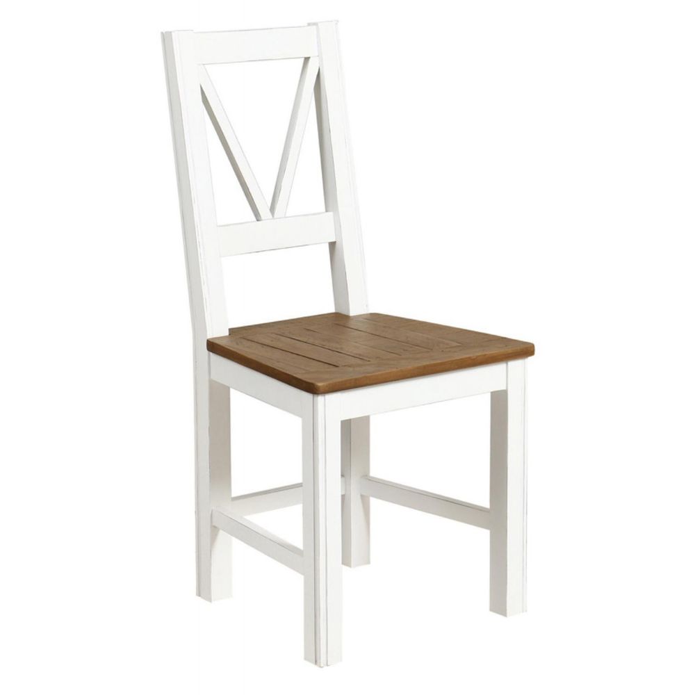 Lot de 2 chaise bois blanc - rivages interior's