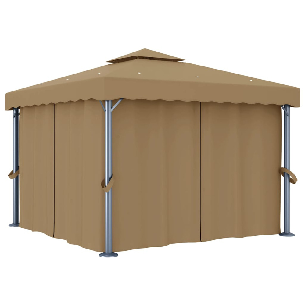 Tonnelle avec rideau 3x3 m taupe aluminium