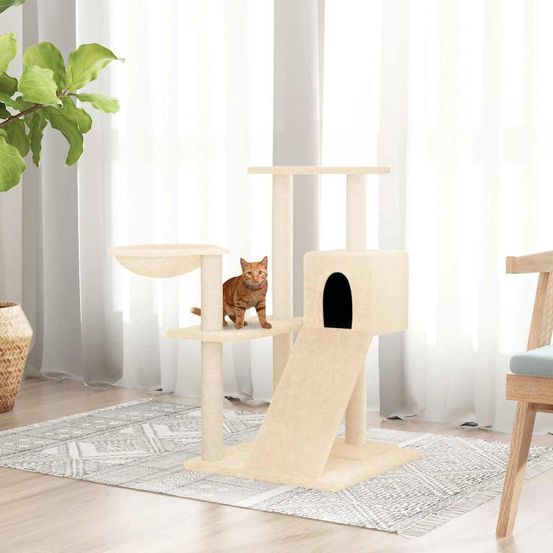 Arbre à chat avec hamac niche et griffoirs en sisal crème 82 cm
