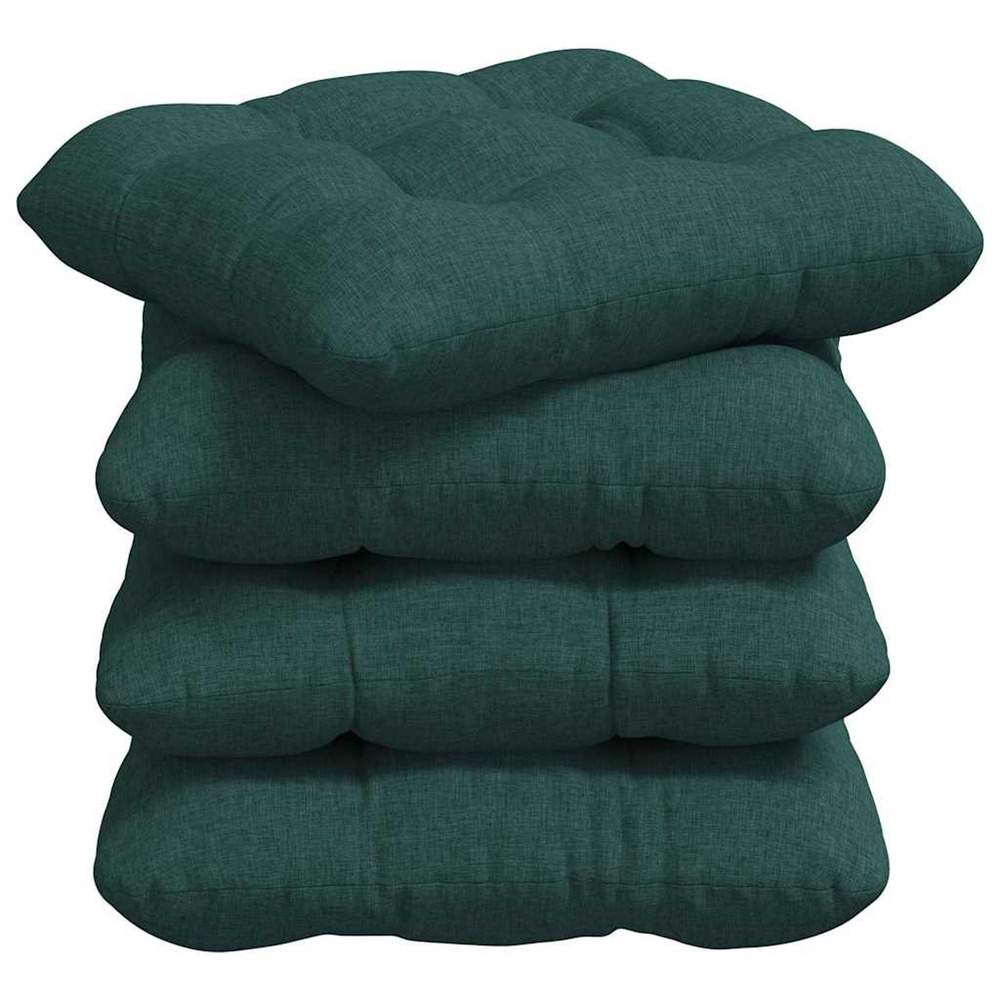 Coussins de siège 4 pcs vert foncé 40 x 40 x 12 cm tissu