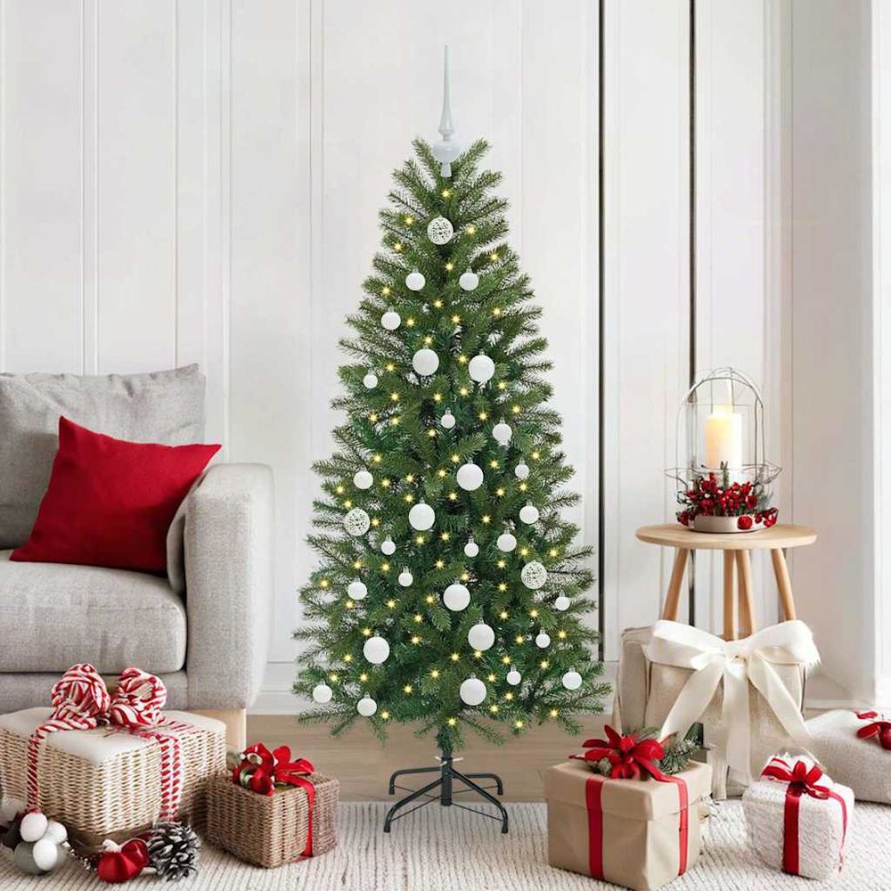 Kit sapin de noël lumineux 150cm tout-en-un, avec 61 décorations et guirlande 150 led