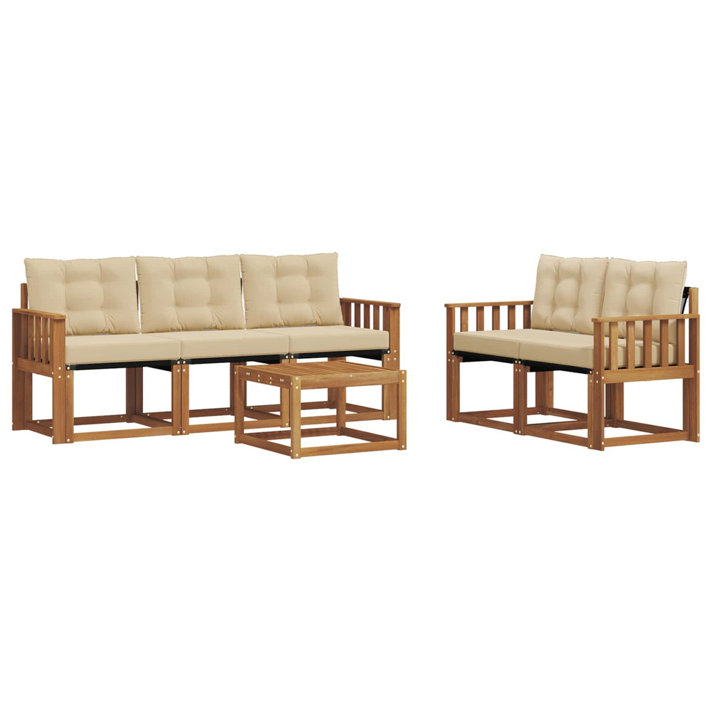 Ensemble de canapés d'extérieur 6 pcs naturel et beige