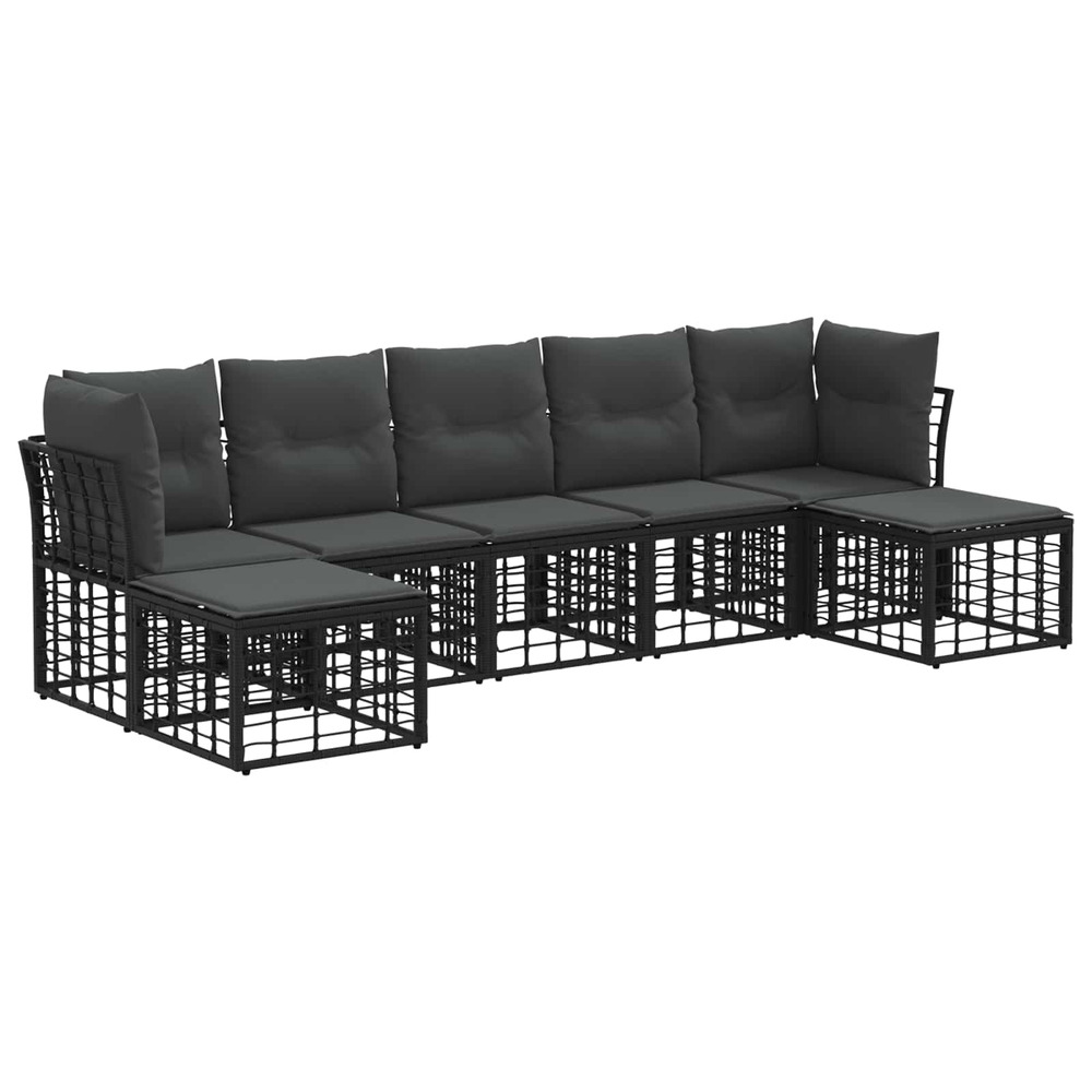 Ensemble de canapés d'extérieur noir polyester