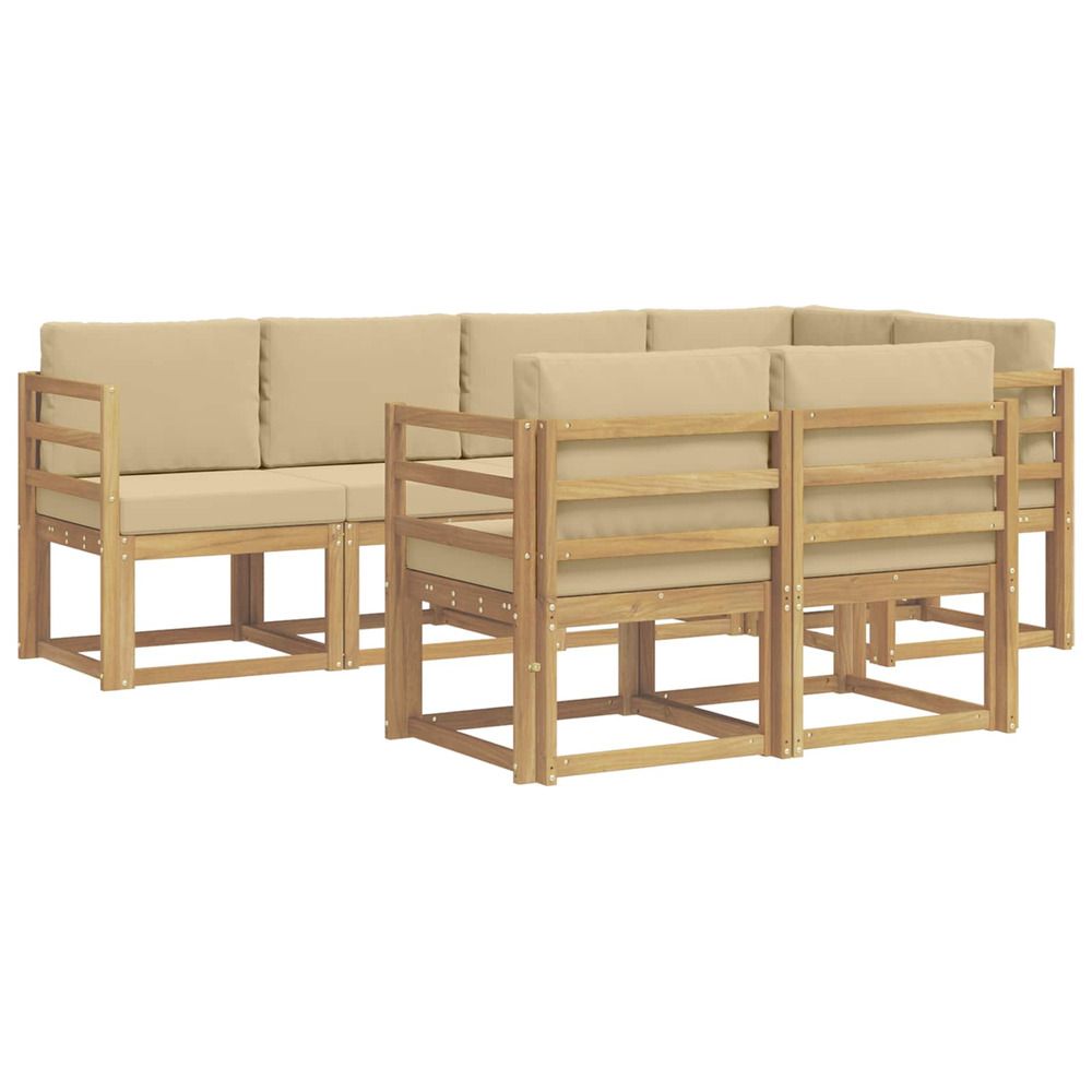 Ensemble de canapés d'extérieur 7 pc blanc et beige polyester