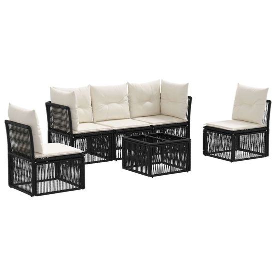 Ensemble de canapé de jardin 6 pc noir polyrotin