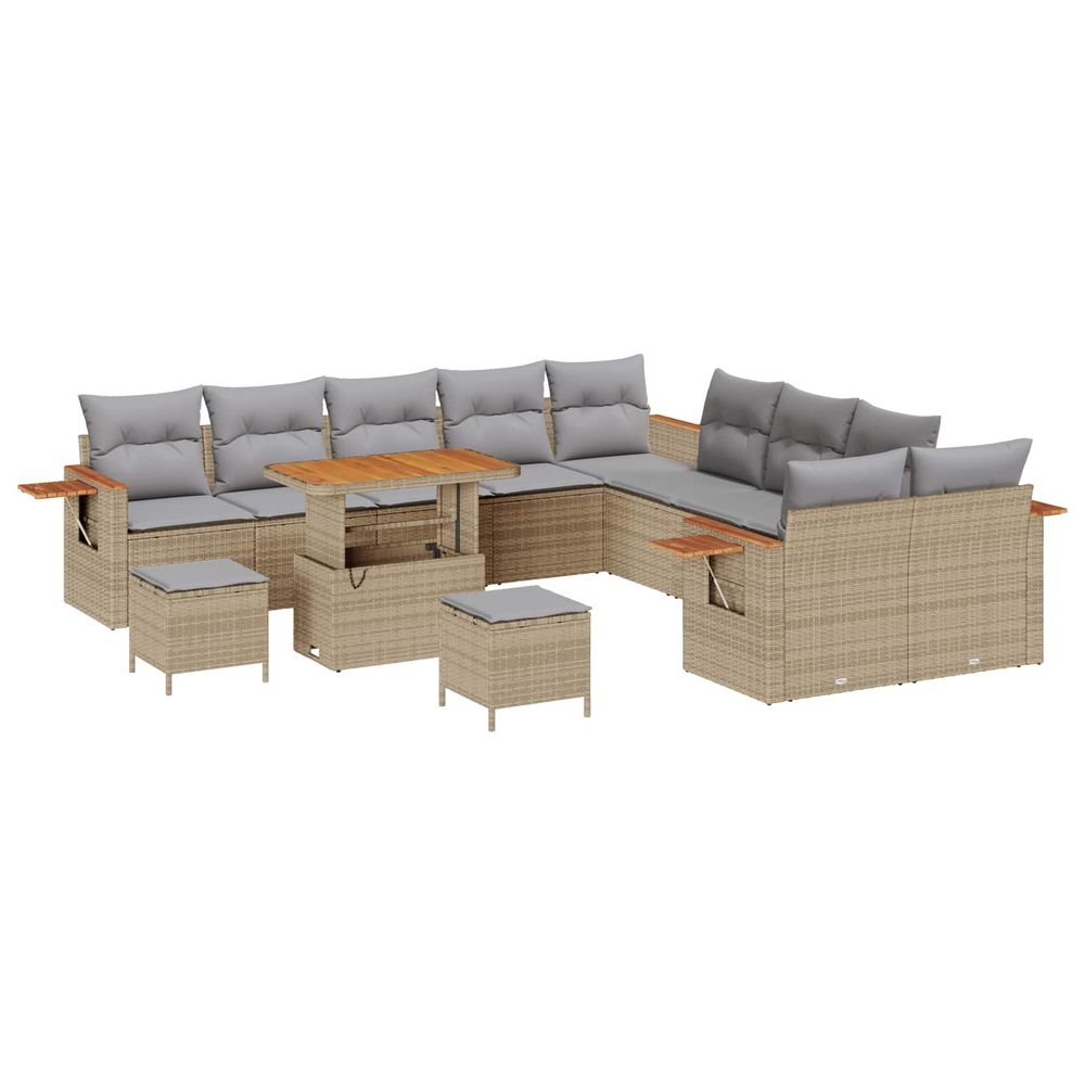 Ensemble de canapé de jardin 13 pc beige polyrotin