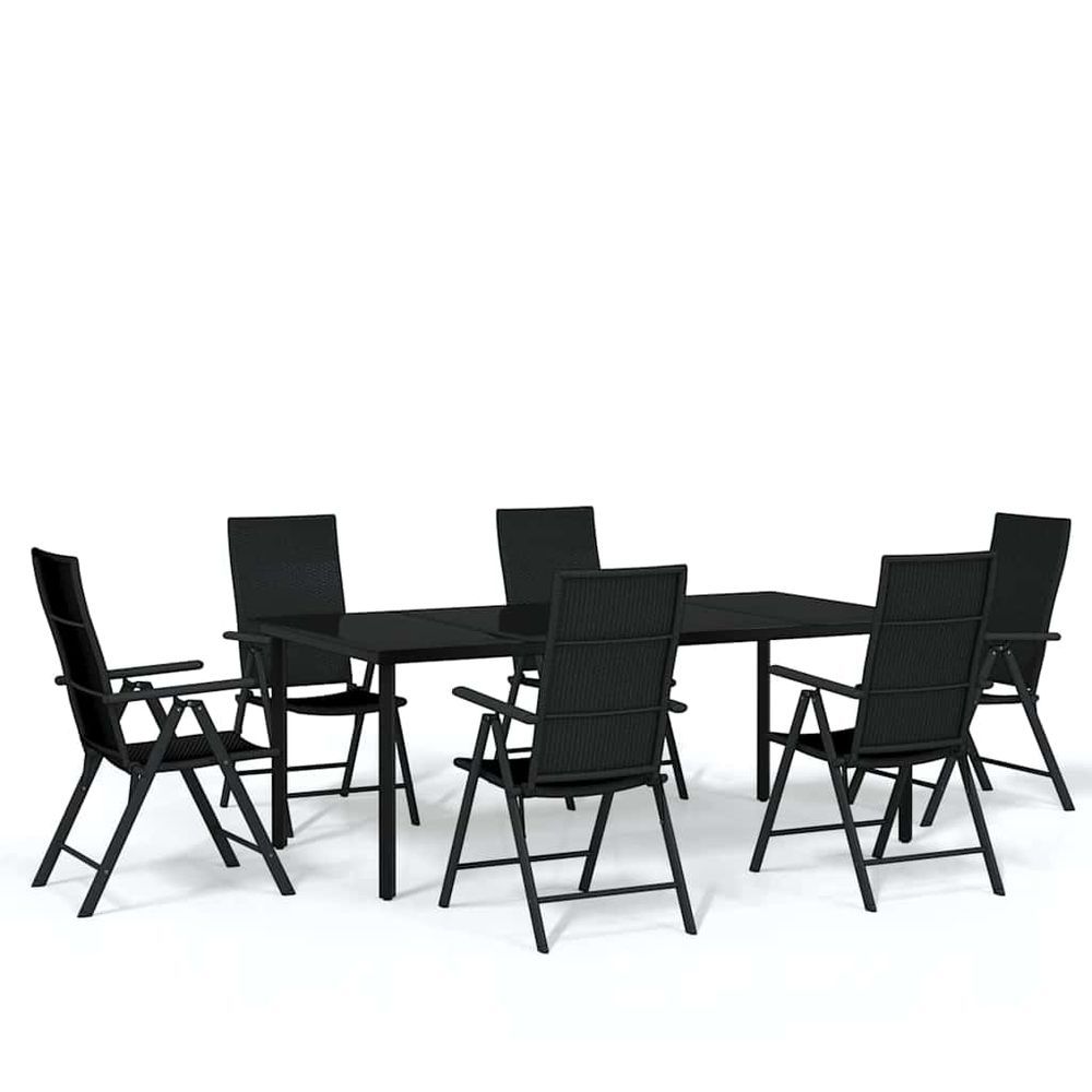 Ensemble à manger de jardin 7 pcs noir